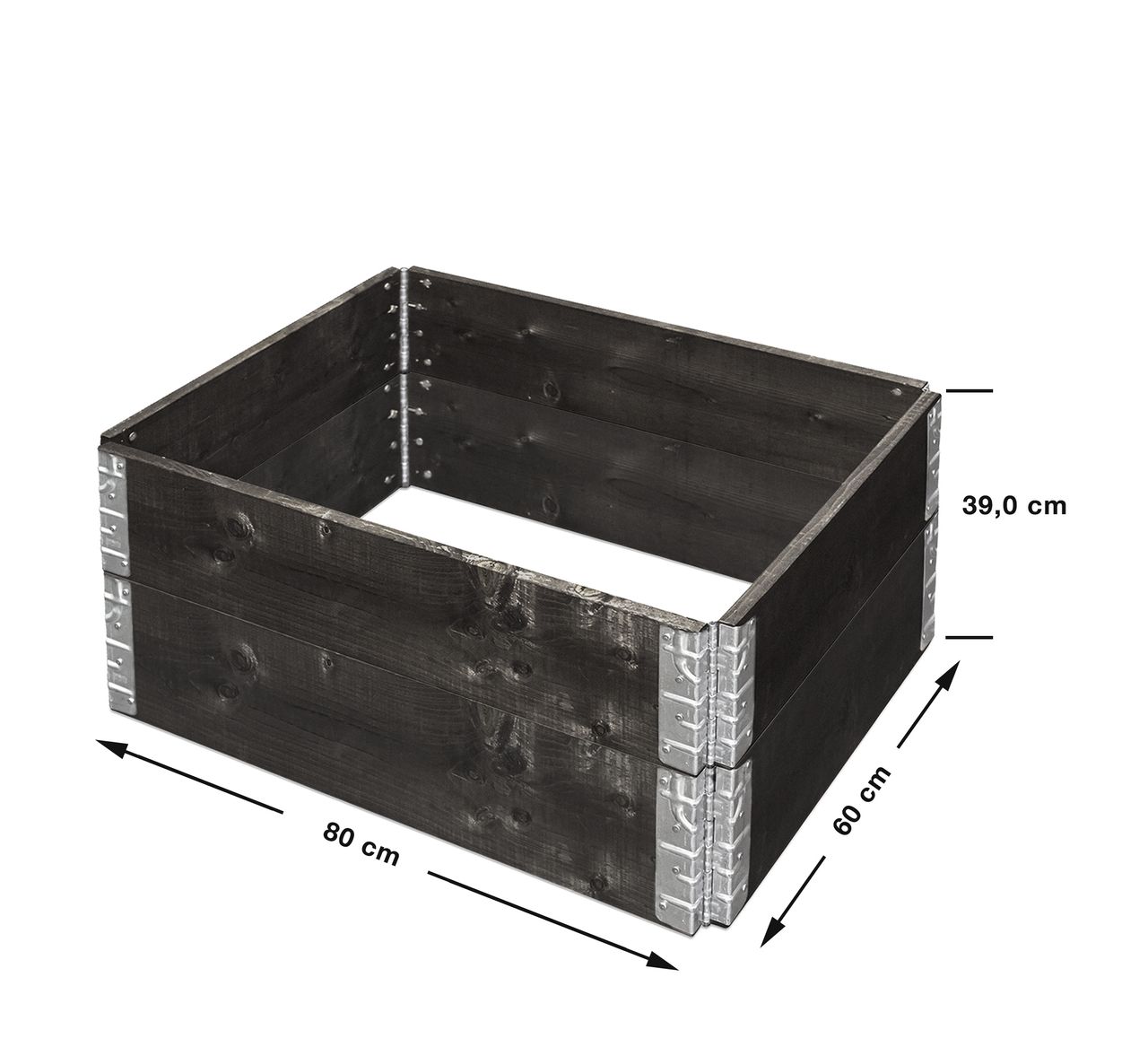 Weles Hochbeet Pflanzbeet 60 x 80 x 19,5 cm aus Fichtenholz 2er Set, erweiterbar, schwarz lasiert