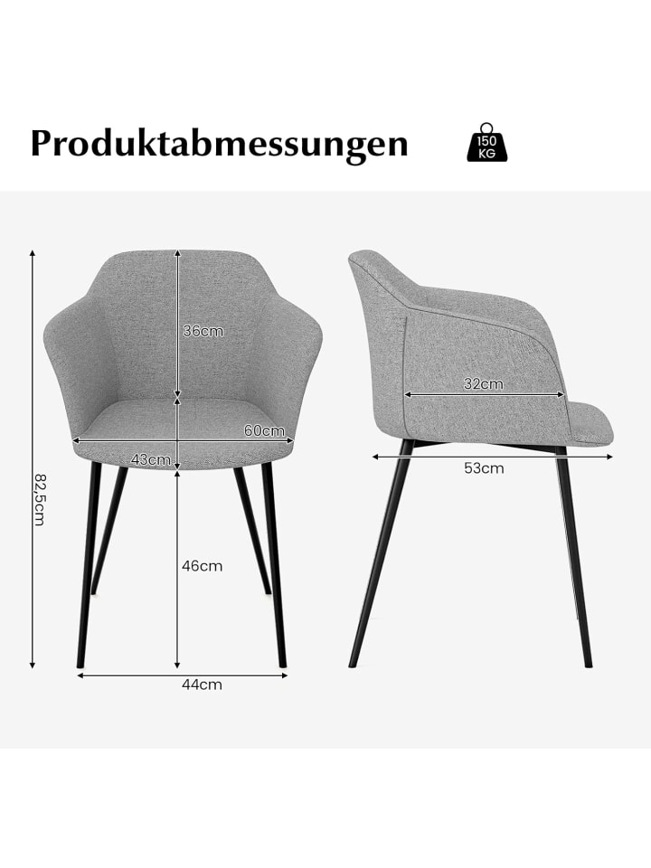 COSTWAY Esszimmerstühle 2er Set in Grau günstig kaufen onesize