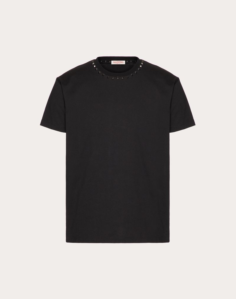 Sort T-shirt med rund hals og nitter fra Untitled i bomuld