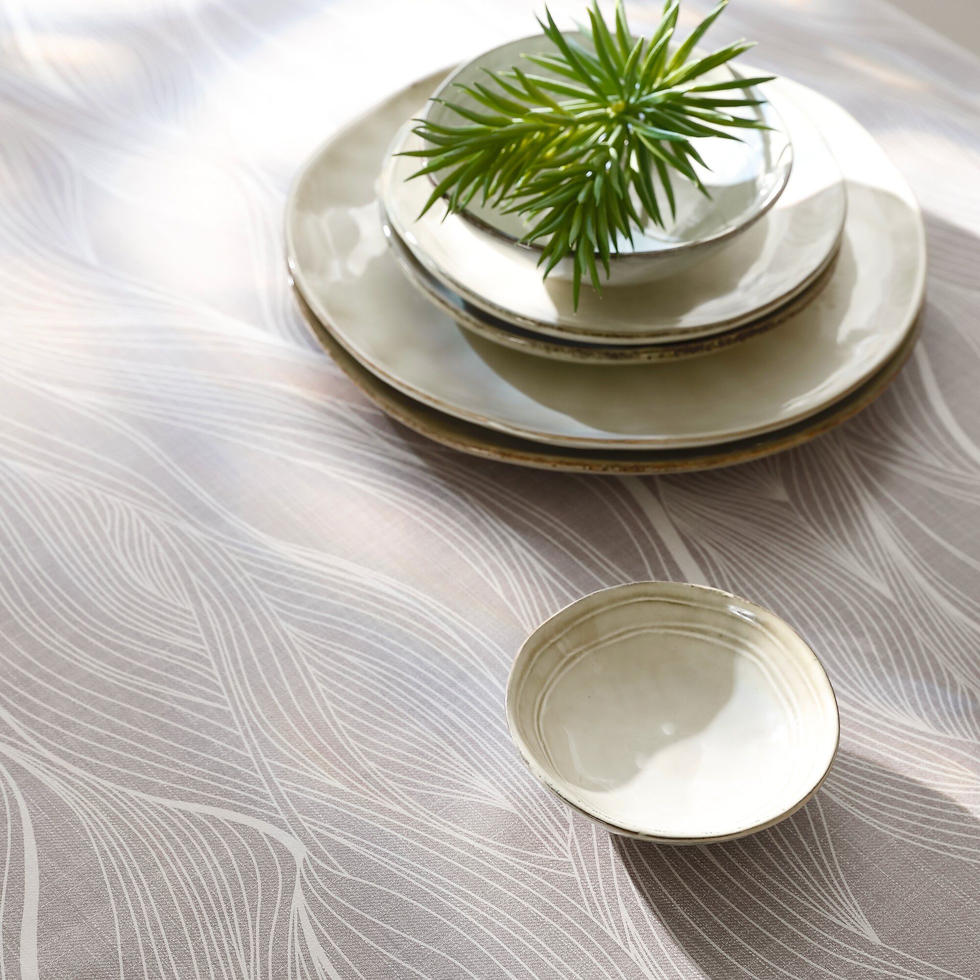 Nappe toile cirée imprimée vagues
