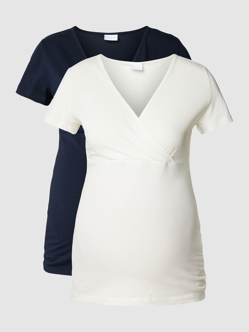 Umstands-T-Shirts mit V-Ausschnitt im 2er-Pack Modell 'KATE' in weiß