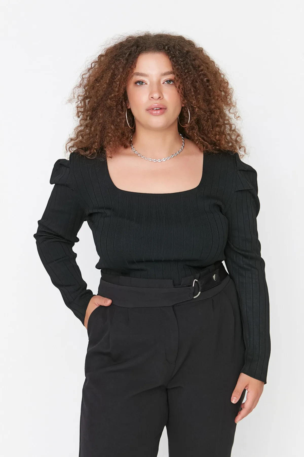 Trendyol Curve  Schwarze Strickbluse