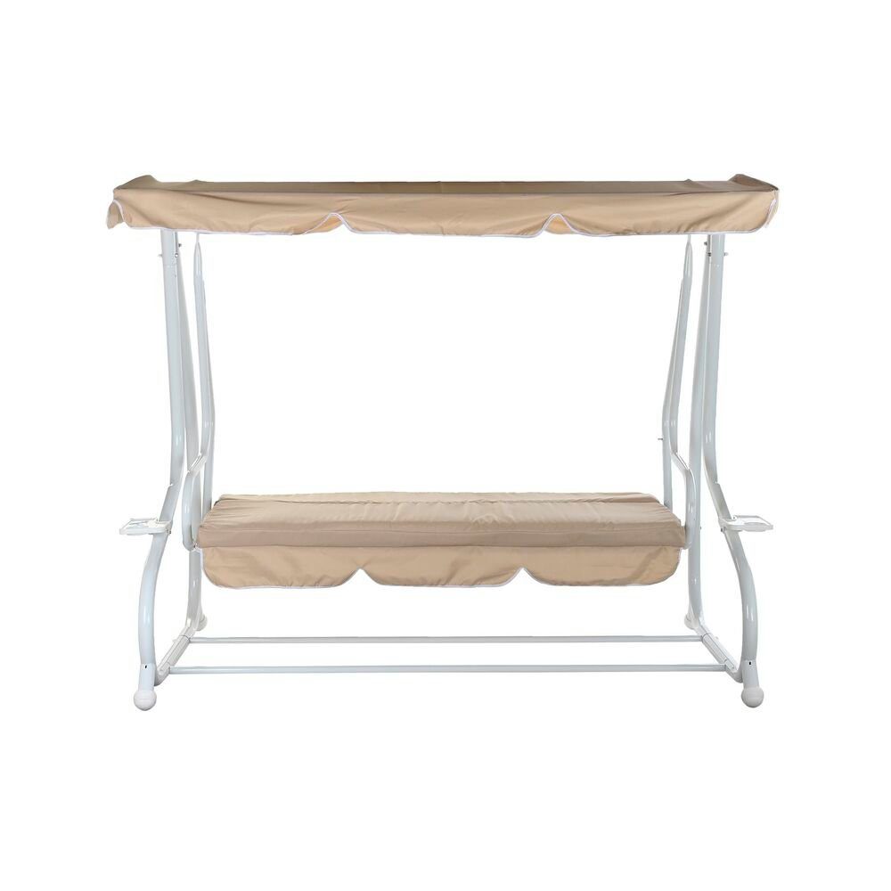 DKD Home Decor Hollywoodschaukel Hollywoodschaukel Beige Schaukel Polyester Stahl 210 x 120 x 164 cm