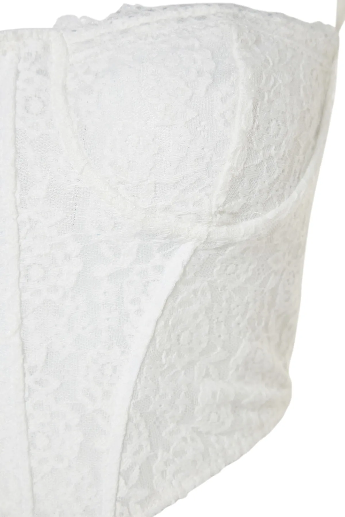 Trendyol Collection  Ecrufarbenes, bauchfreies, gefüttertes Korsett mit detailliertem Spitzen-Bustier TPRAW23BS00062