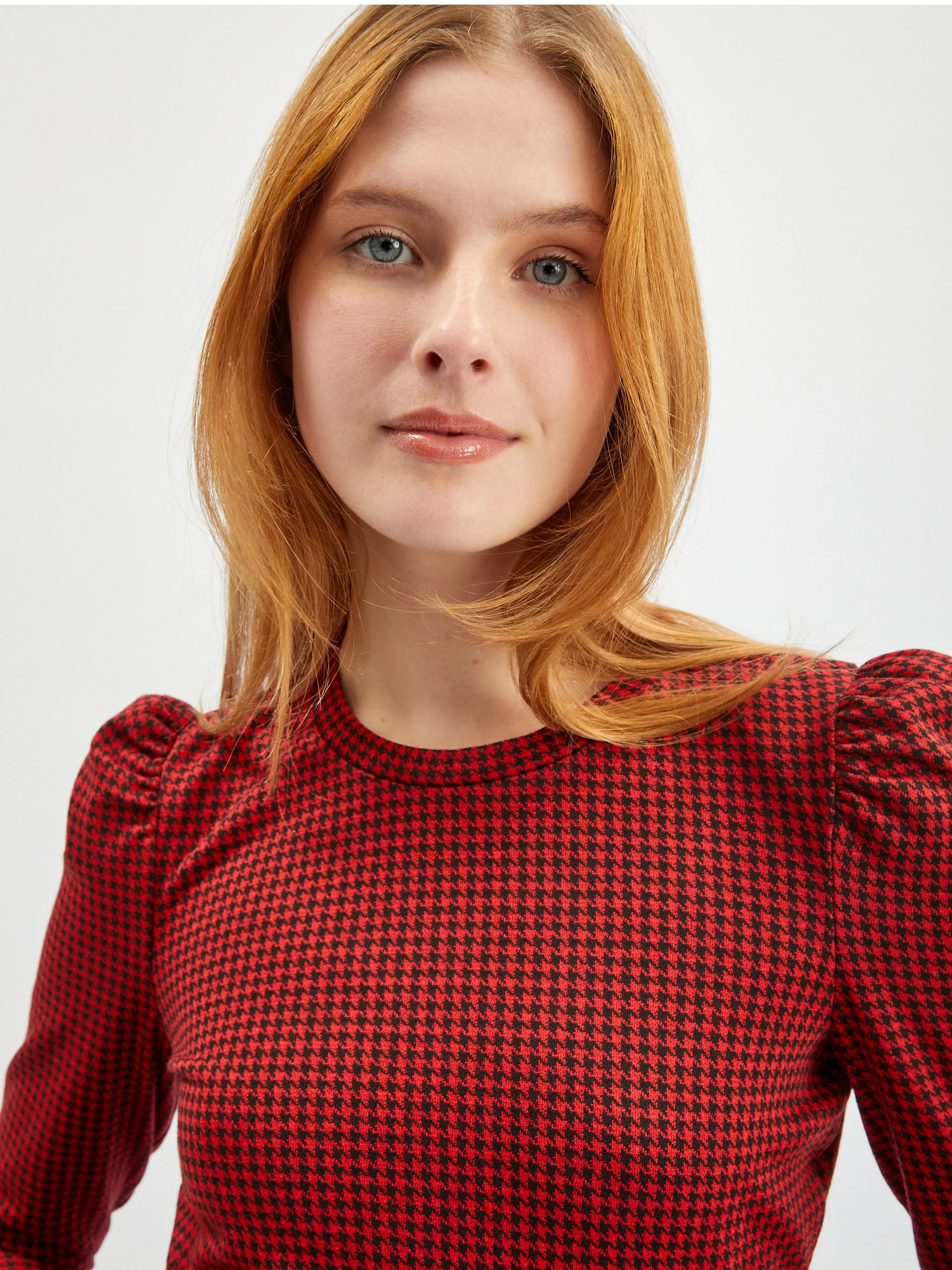 Rotes gemustertes Damen-Langarmshirt ORSAY