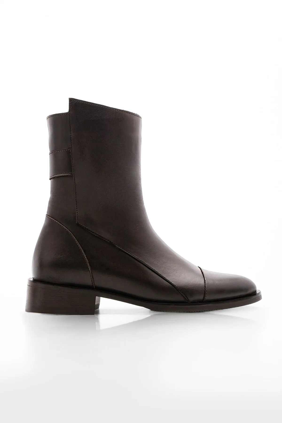 Marjin  Damen-Freizeitstiefel aus echtem Leder mit Reißverschluss, Tekas, Braun