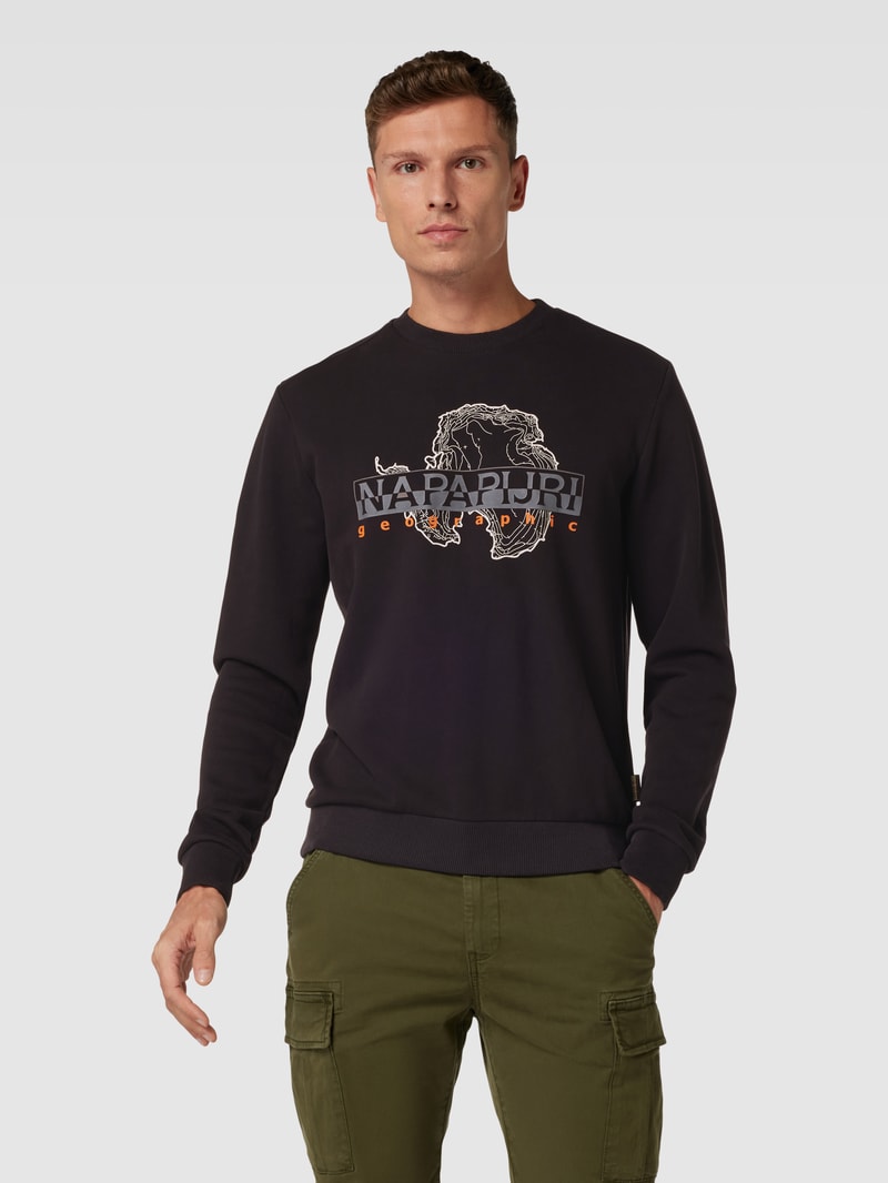 Sweatshirt mit Label-Print in schwarz