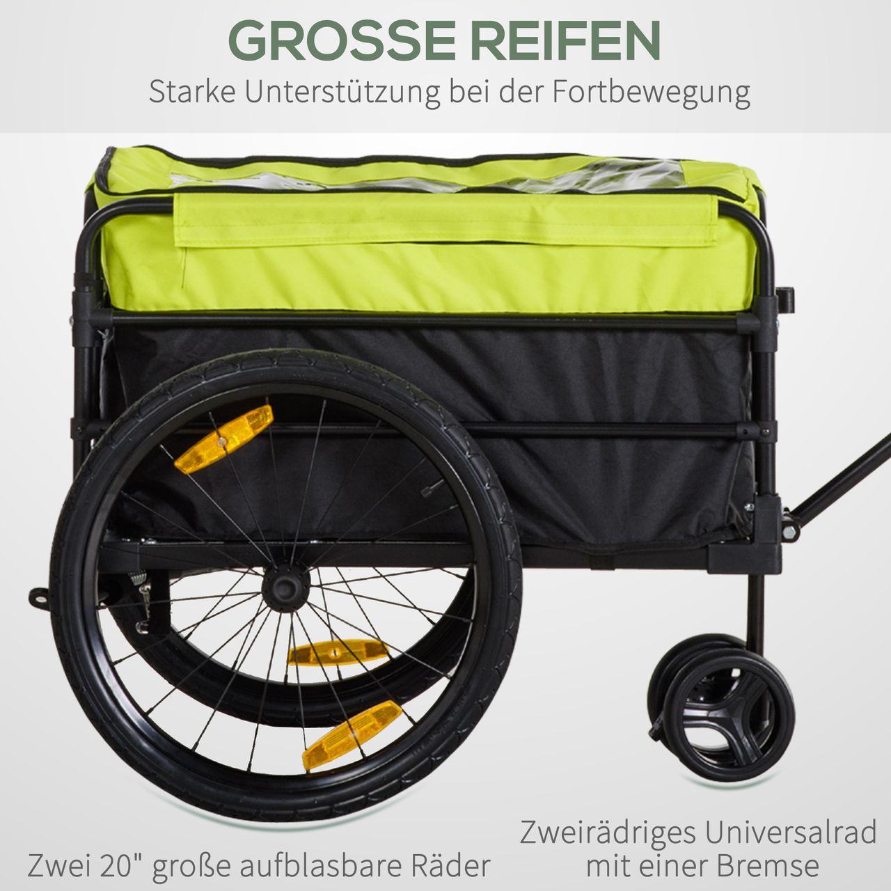 HOMCOM 2-in-1 Fahrradanhänger Lastenanhänger 40 kg Belastbarkeit Schwarz Gelb
