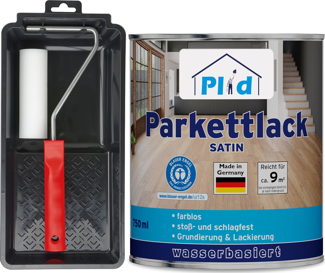 Plid Premium Parkettlack Parkettsiegel Klarlack Farblos Set Farblos - Seidenglänzend