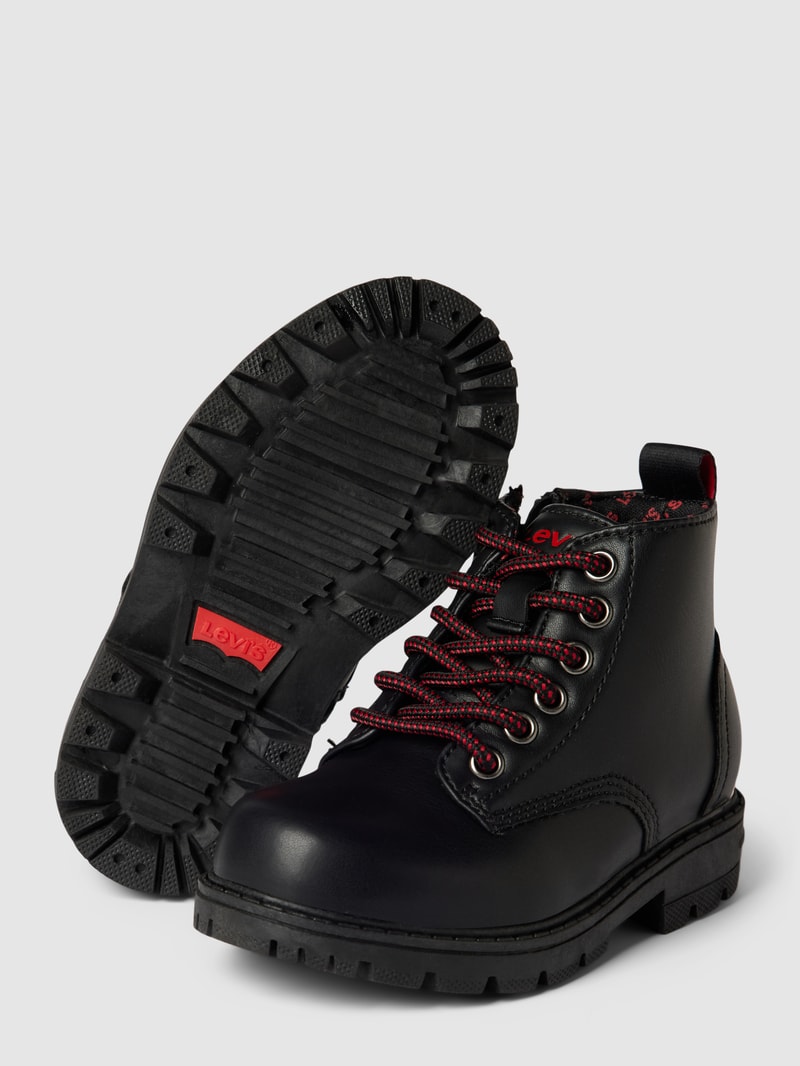 Schnürboots mit Label-Print Modell 'CATHERINE' in schwarz
