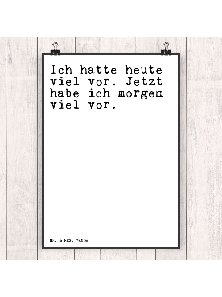 Mr. & Mrs. Panda Poster Ich hatte heute viel... mit Spruch in Weiß günstig kaufen