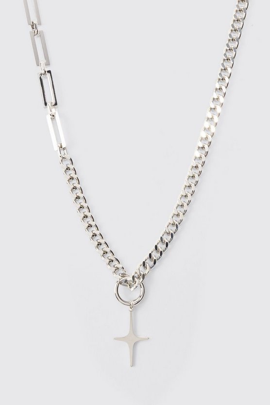 Klobige Gliederkette in Silber mit Anhänger