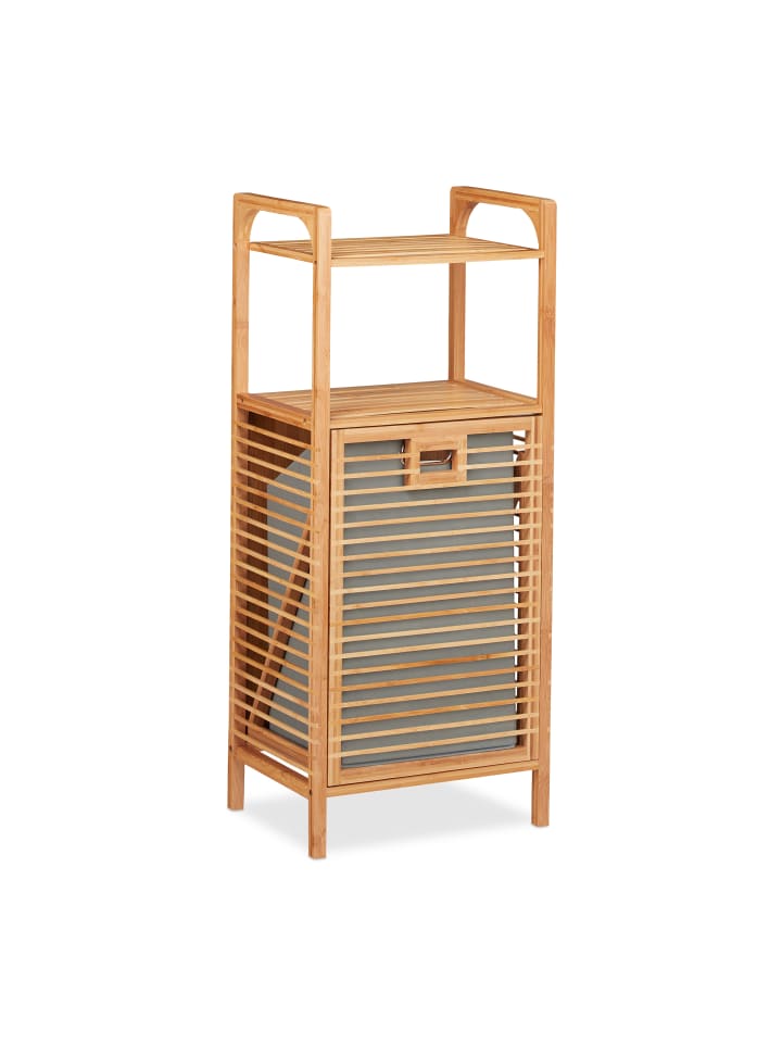 relaxdays Badregal in Natur/Grau - (B)40 x (H)95 x (T)30 cm günstig kaufen onesize