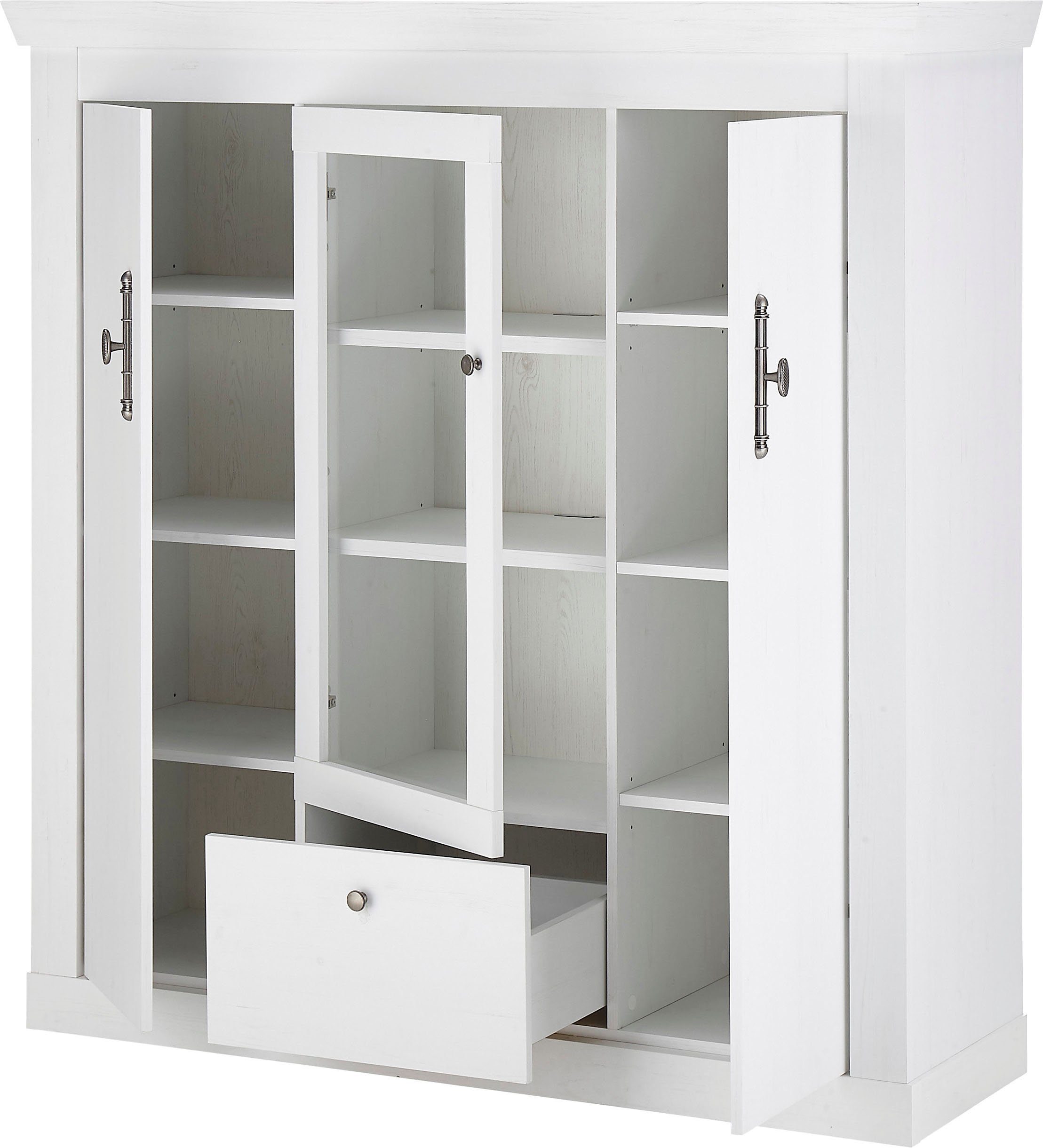 Home affaire Highboard RAVENNA, im romantischen Landhausstil, Griffe aus Metall, Höhe 146 cm