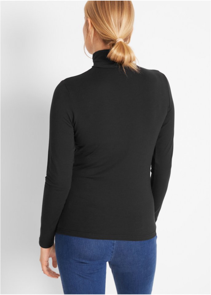 Rollkragen-Stretch-Shirt, Langarm