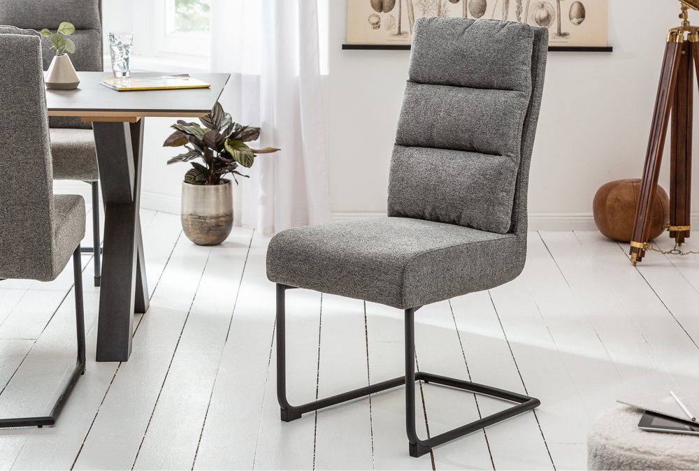 riess-ambiente Freischwinger COMFORT vintage grau, Esszimmer · Webstoff · Metall · Industrial Design