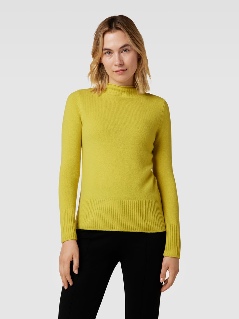 Strickpullover aus Wolle mit Stehkragen in hellgrün