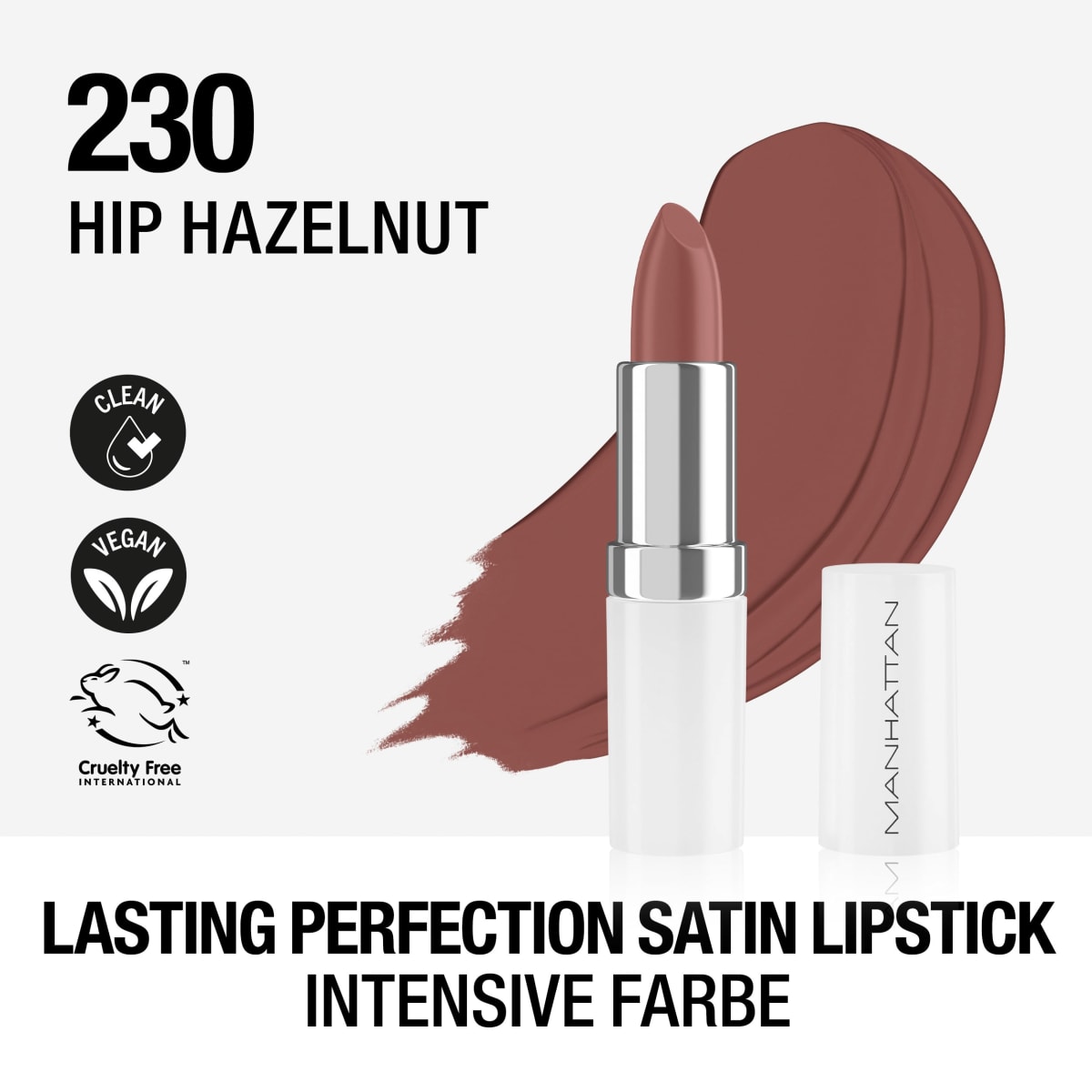 Lippenstift Lasting Perfection Satin 230 Hip Hazelnut, 4 g