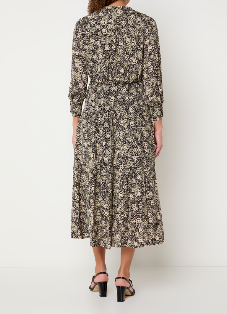 Abito midi a blusa Solya di Gerard Darel con collo a scialle e stampa floreale
