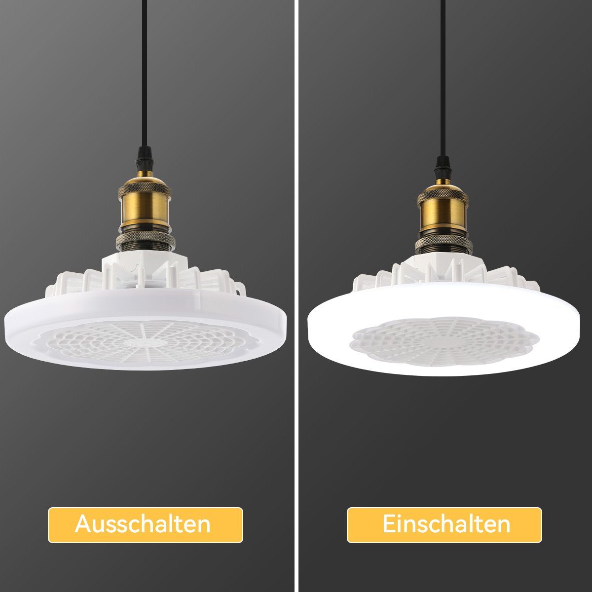 iscooter Deckenventilator LED Deckenleuchte 30W Deckenventilator, Fernbedienung, 3-stufiger, 26cm,Dimmbar mit Fernbedienung, Leuchte/ Ventilator getrennt schaltbar