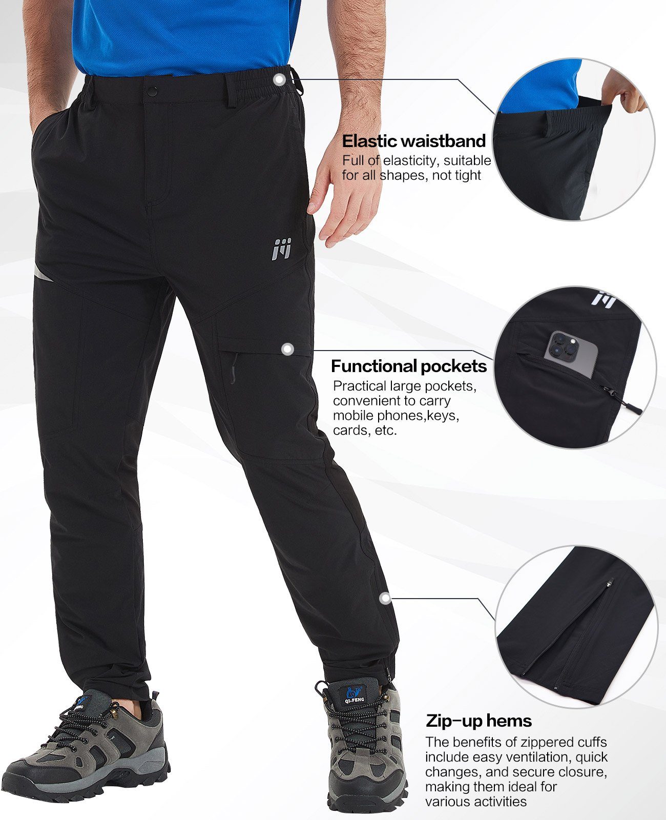 MEETYOO Outdoorhose Herren Softshellhose Wanderhose (Wandern, Sportbekleidung, Camping & Outdoor, Jagd, Outdoorhose, Funktionshose, Fahrradhose, Lange Trekkinghose) Wasserdicht & Winddicht Wasserdichter