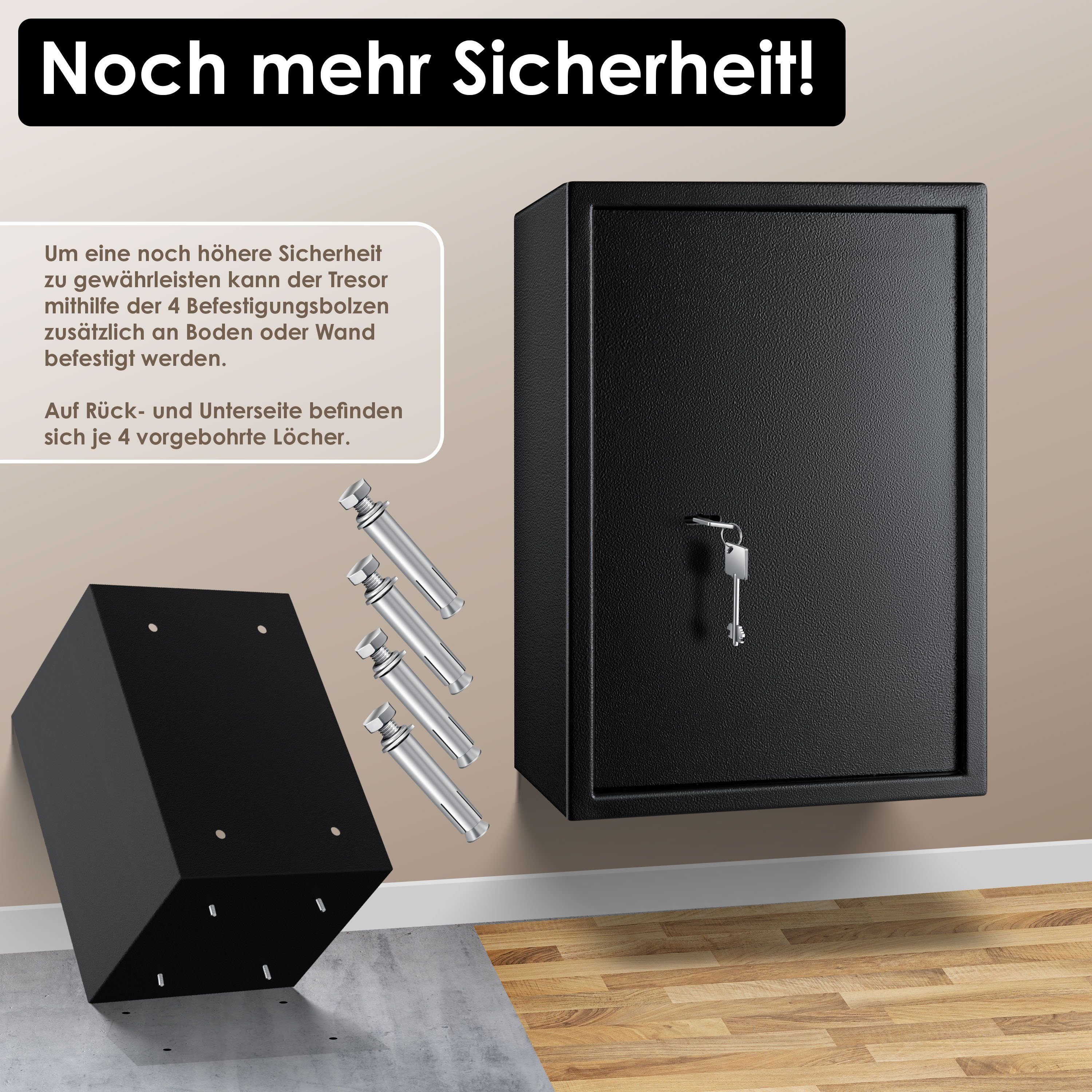 KESSER Tresor, Möbeltresor mit Doppelbartschloss, Safe Tresor Geldschrank