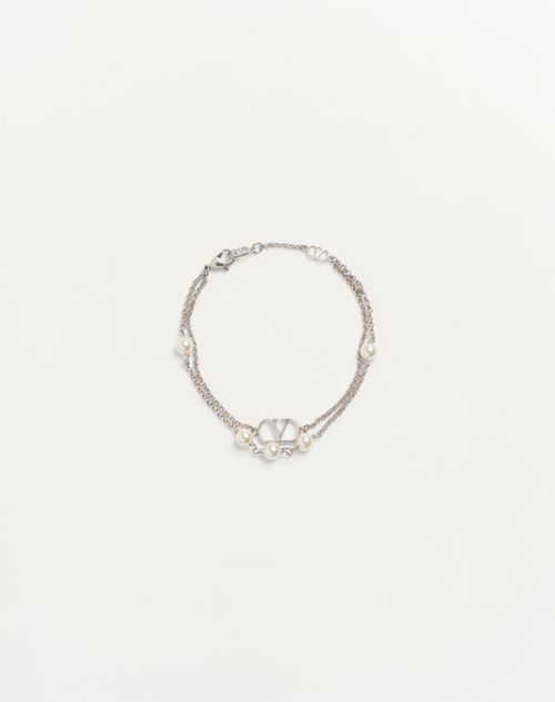 Pulseira exclusiva VLogo em metal e pérolas Swarovski®