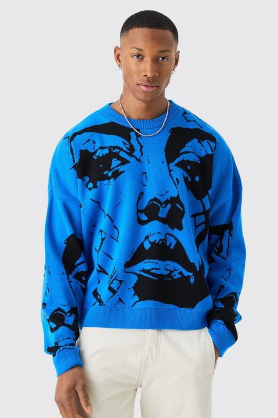 Kastiger Oversize Jacquard-Strickpullover