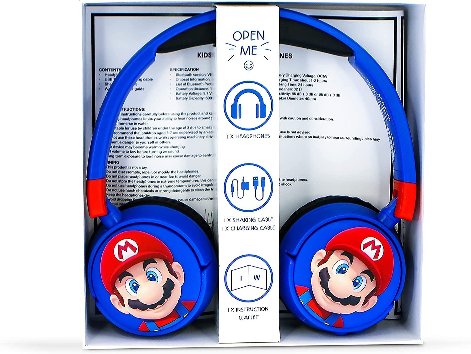 OTL Super Mario Bluetooth Kinder Kopfhörer Bluetooth-Kopfhörer (Bluetooth, 3,5-mm-Audio-Sharing-Kabel im Lieferumfang enthalten)