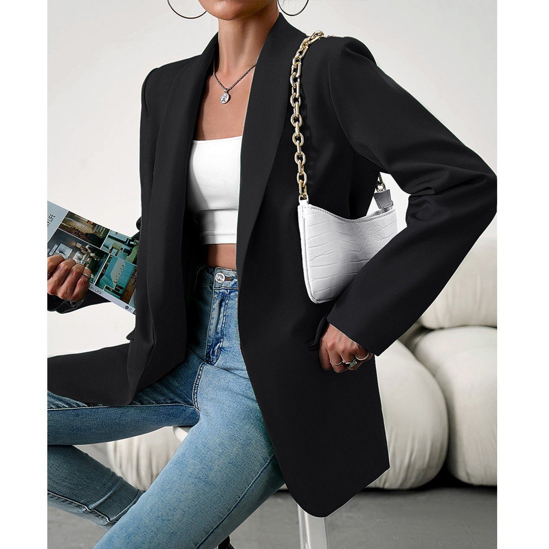 YANN Hosenanzug Hochwertiger, lockerer Pendler-Freizeitblazer mit Revers (1-tlg) elegantes Aussehen