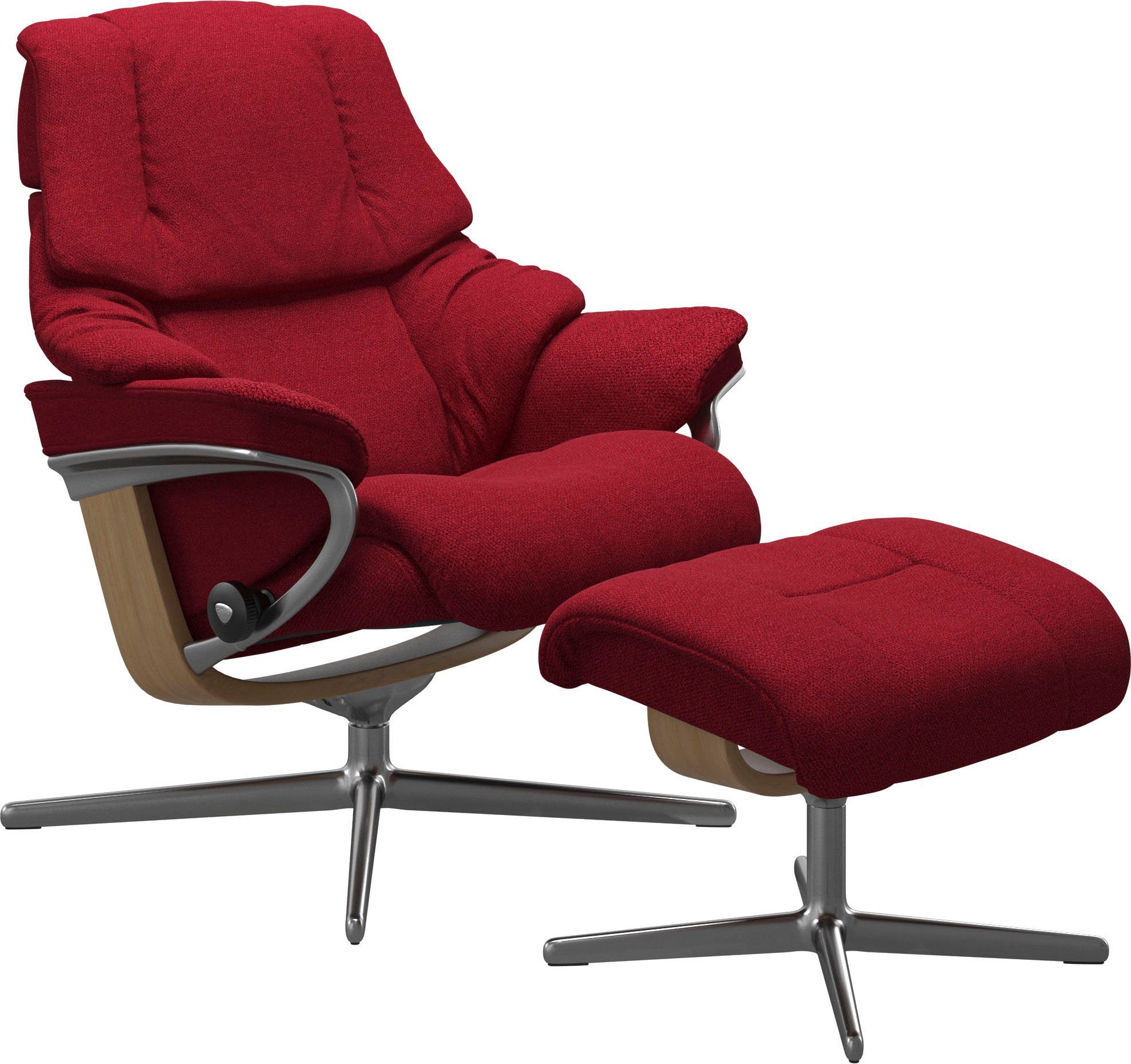 Stressless® Relaxsessel Reno (Set, Relaxsessel mit Hocker), mit Hocker, mit Cross Base, Größe S, M & L, Holzakzent Eiche