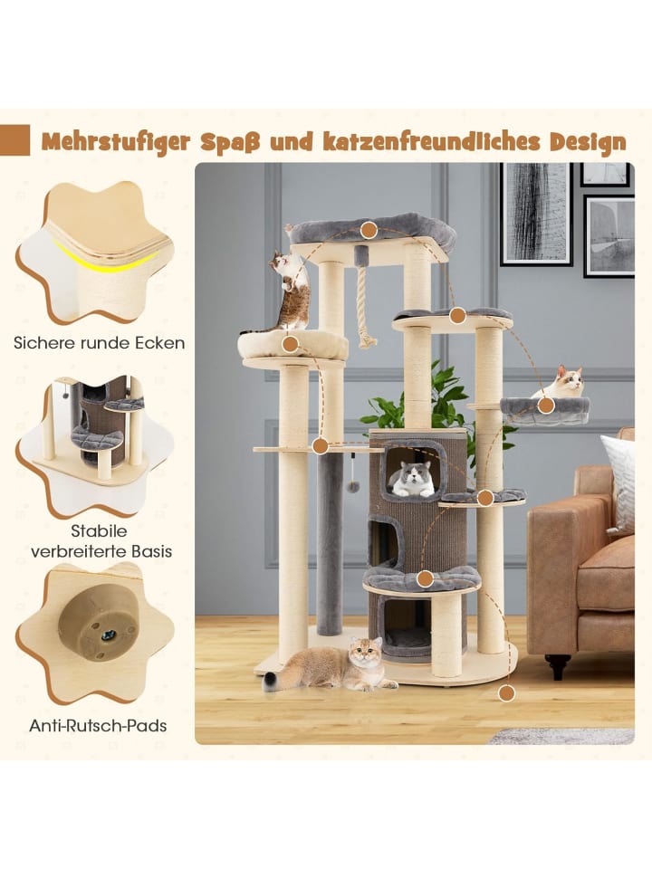 COSTWAY 173cm Kratzbaum Groß in Grau günstig kaufen onesize