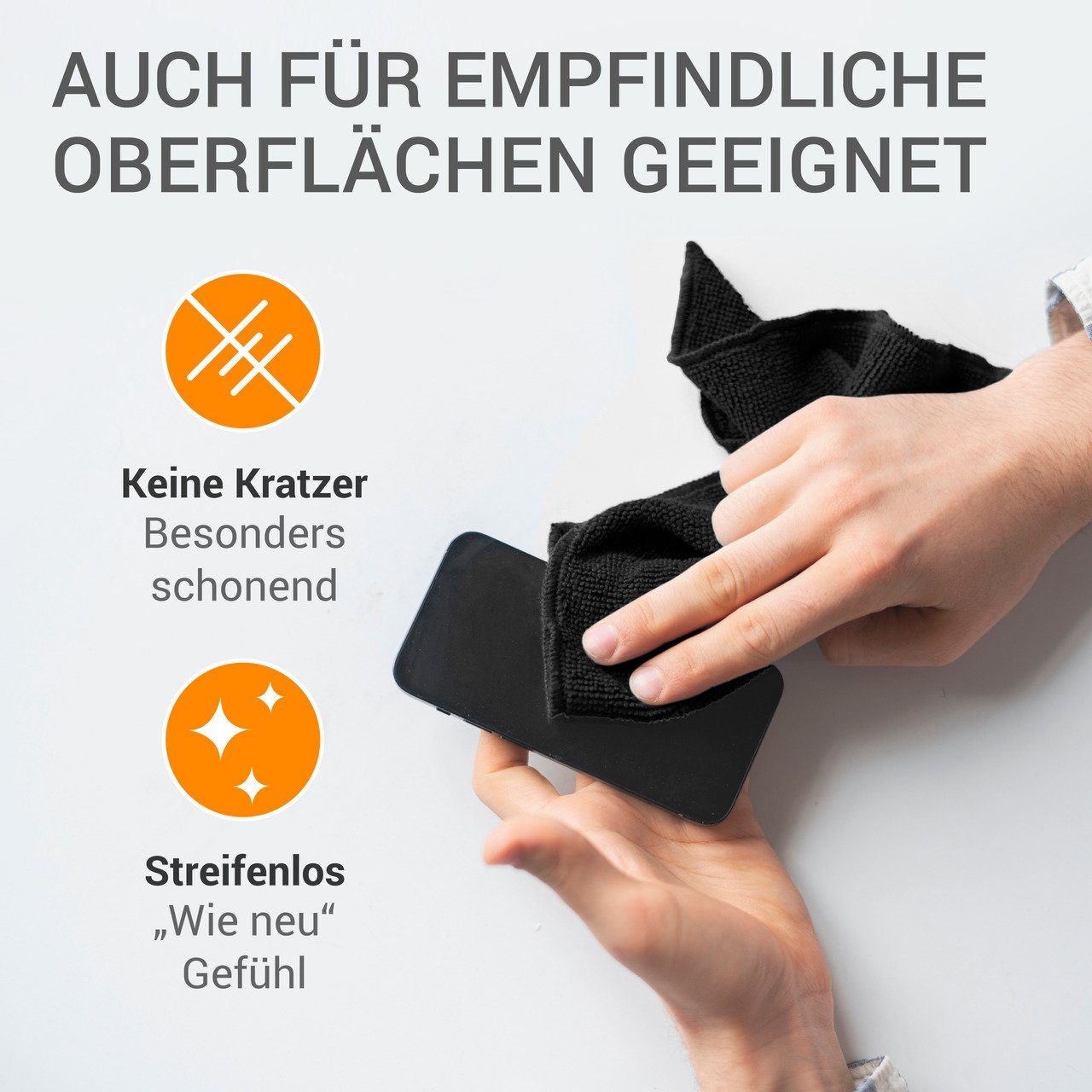 Betriebsausstattung24 Universaltuch (fusselfrei und frotteeartig) Mikrofasertuch (Polyester, 40x40 cm, 10er-Set, hygienisch auf 90° waschbar)