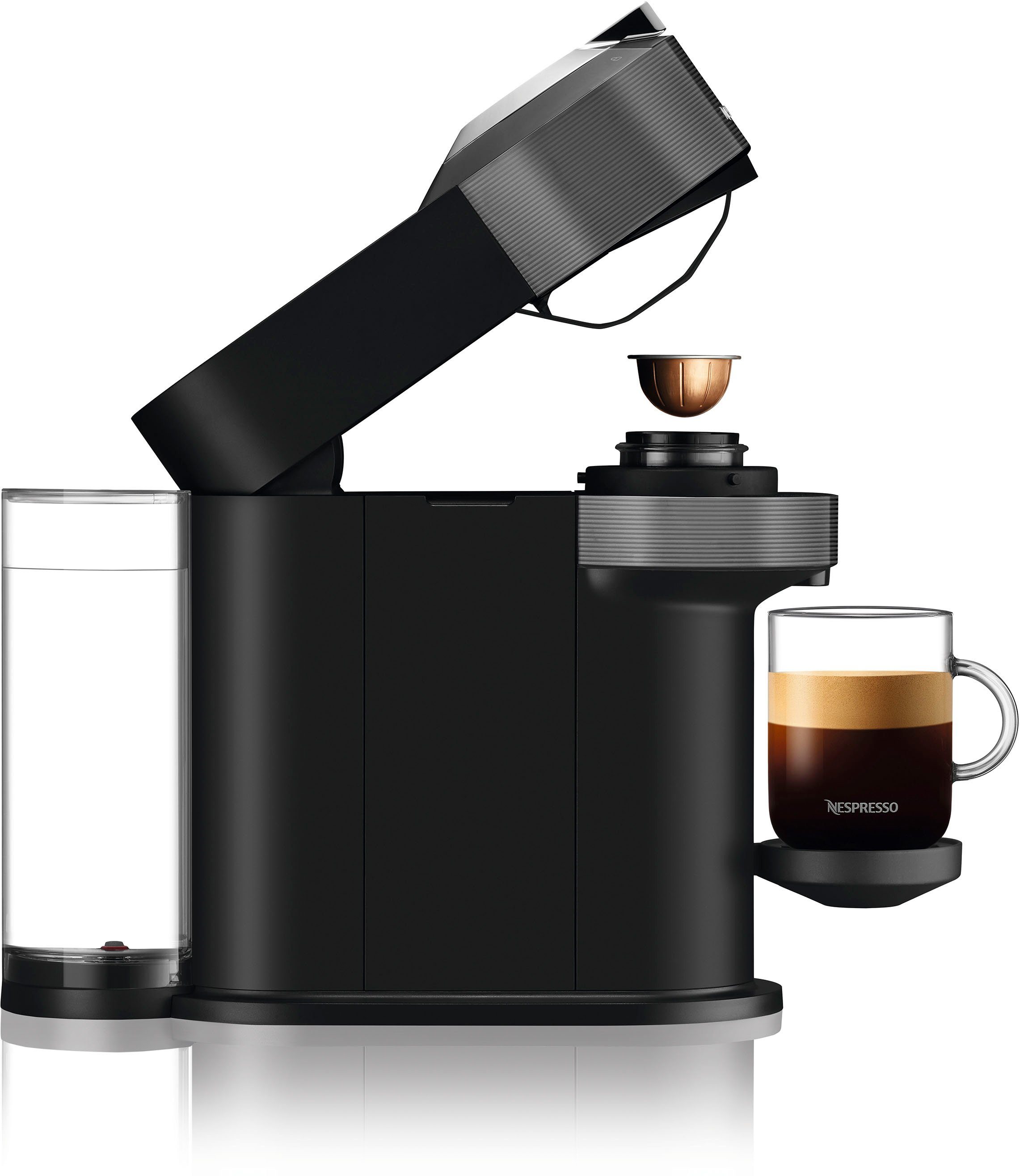 Nespresso Kapselmaschine Vertuo Next Bundle ENV 120.GYAE von DeLonghi, Dark Grey, inkl. Aeroccino Milchaufschäumer im Wert von 75,- UVP