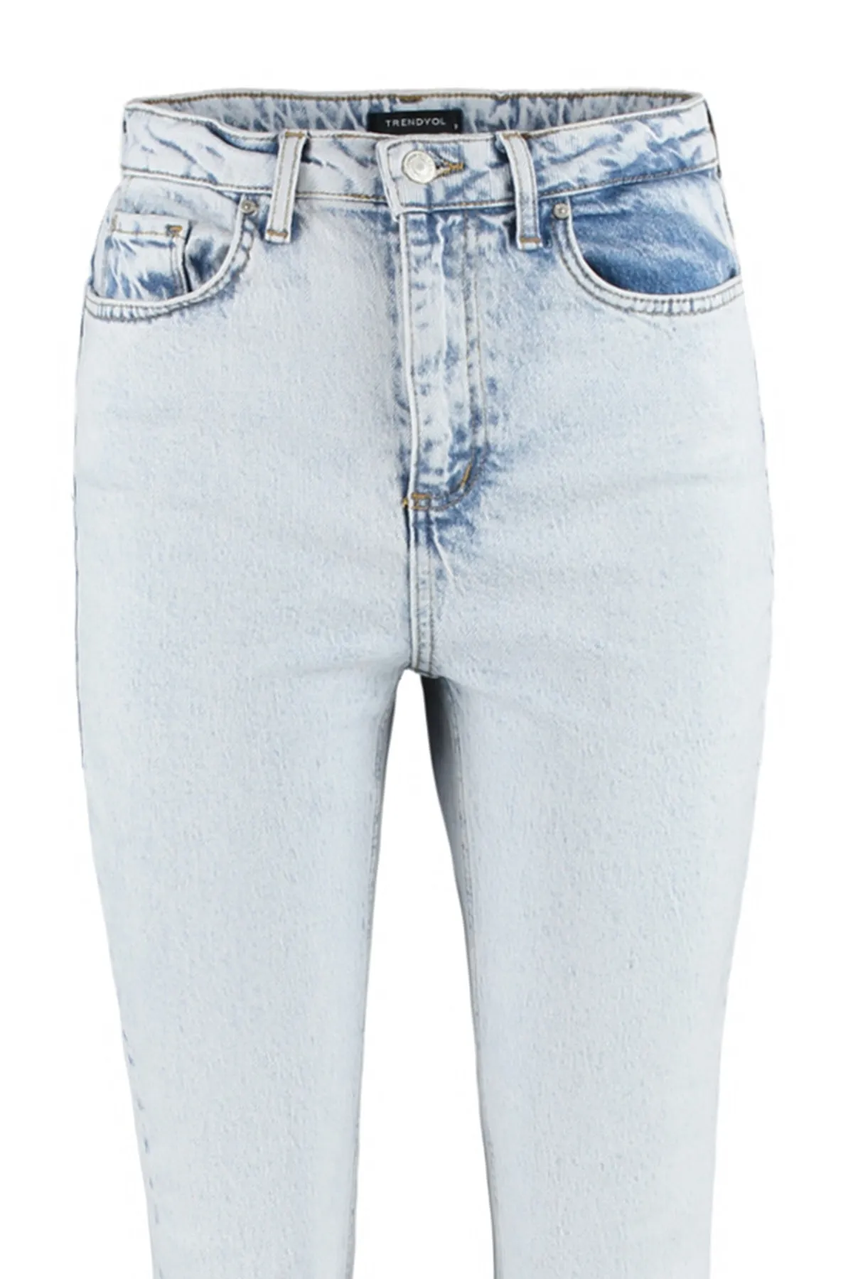 Trendyol Collection  Blaue Schlagjeans mit Schlitz und hoher Taille TWOAW22JE0382