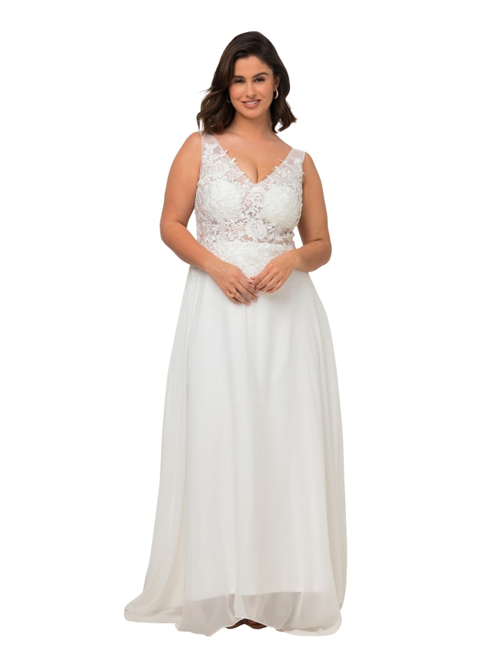 Ulla Popken Brautkleid in offwhite günstig kaufen 48 - Normalgröße