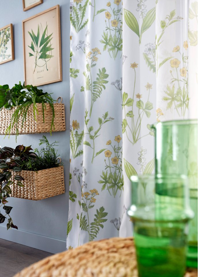 Gardine mit floralem Druck (1er Pack)