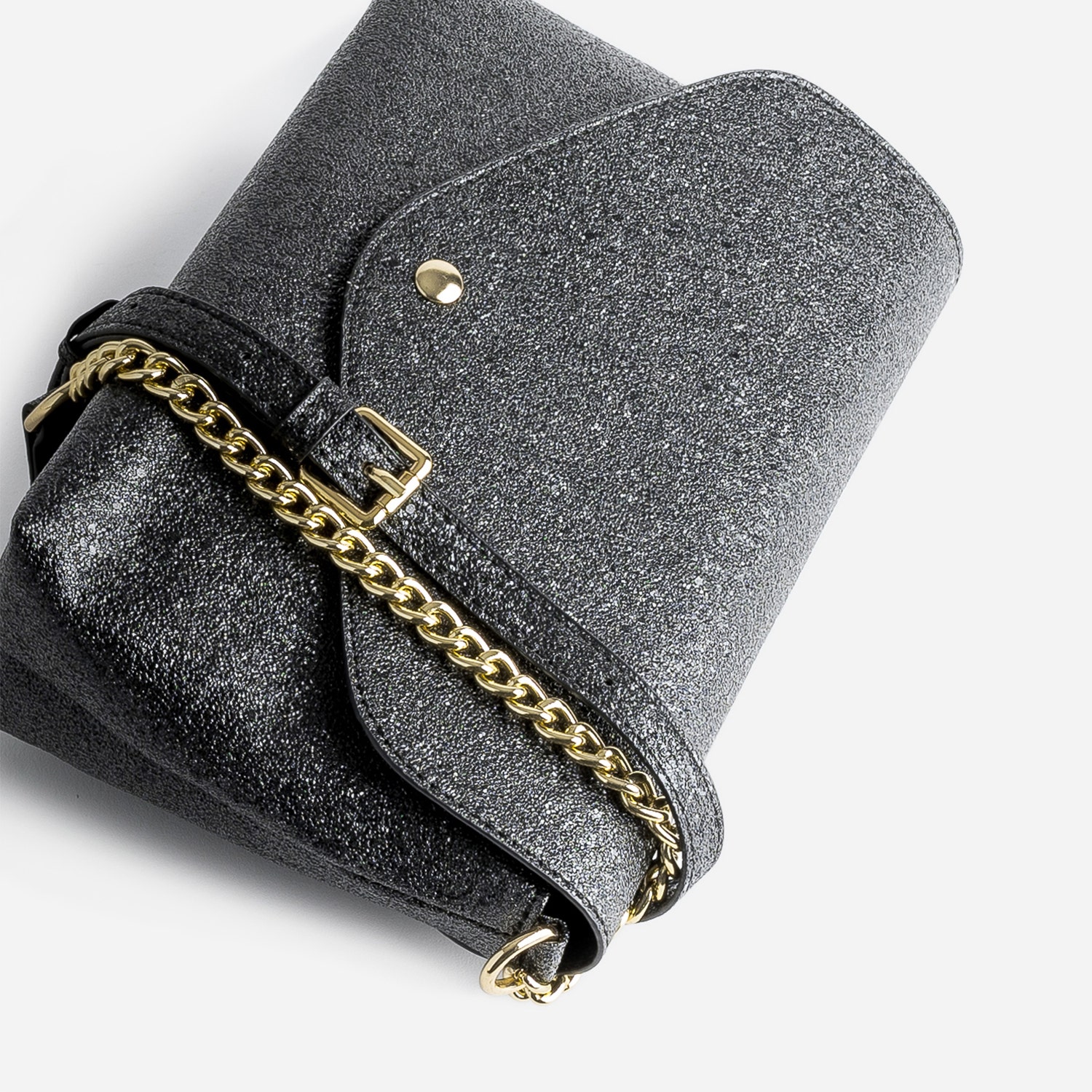 Sac bandoulière noir reliefé forme enveloppe