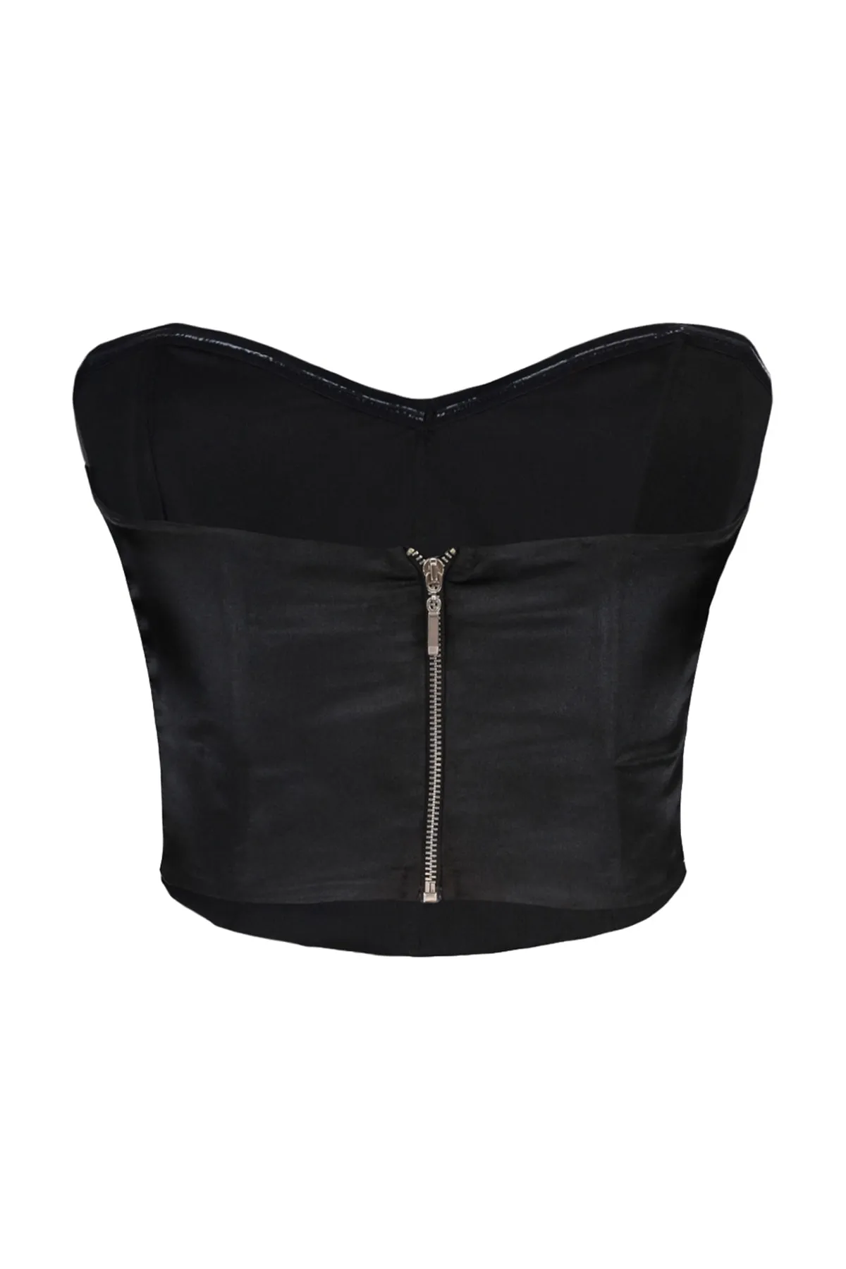 Trendyol Collection  Schwarzes, bauchfreies, gefüttertes Bustier aus Webstoff TPRSS22BS0069