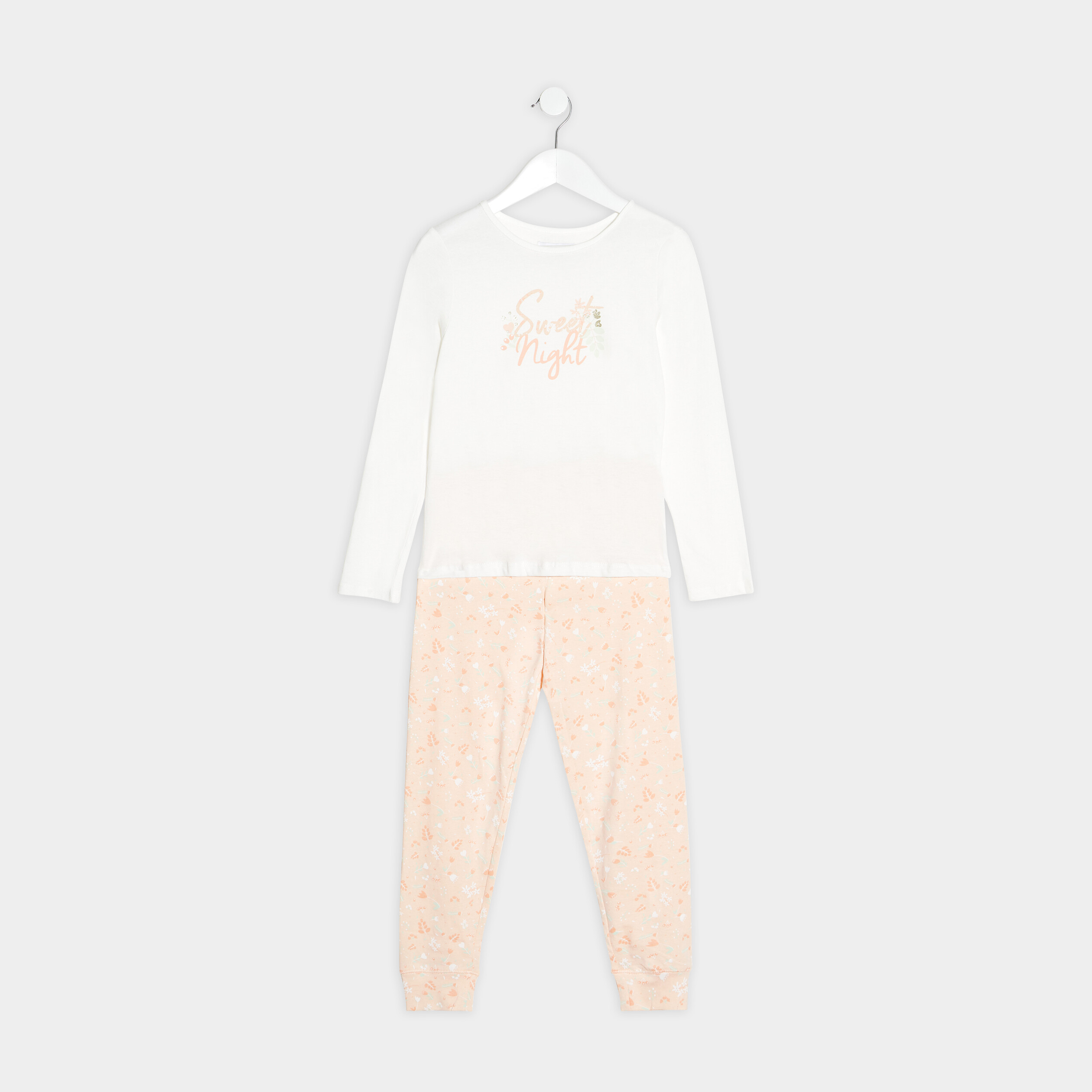 Ensemble pyjama 2 pièces blanc fille | La Halle