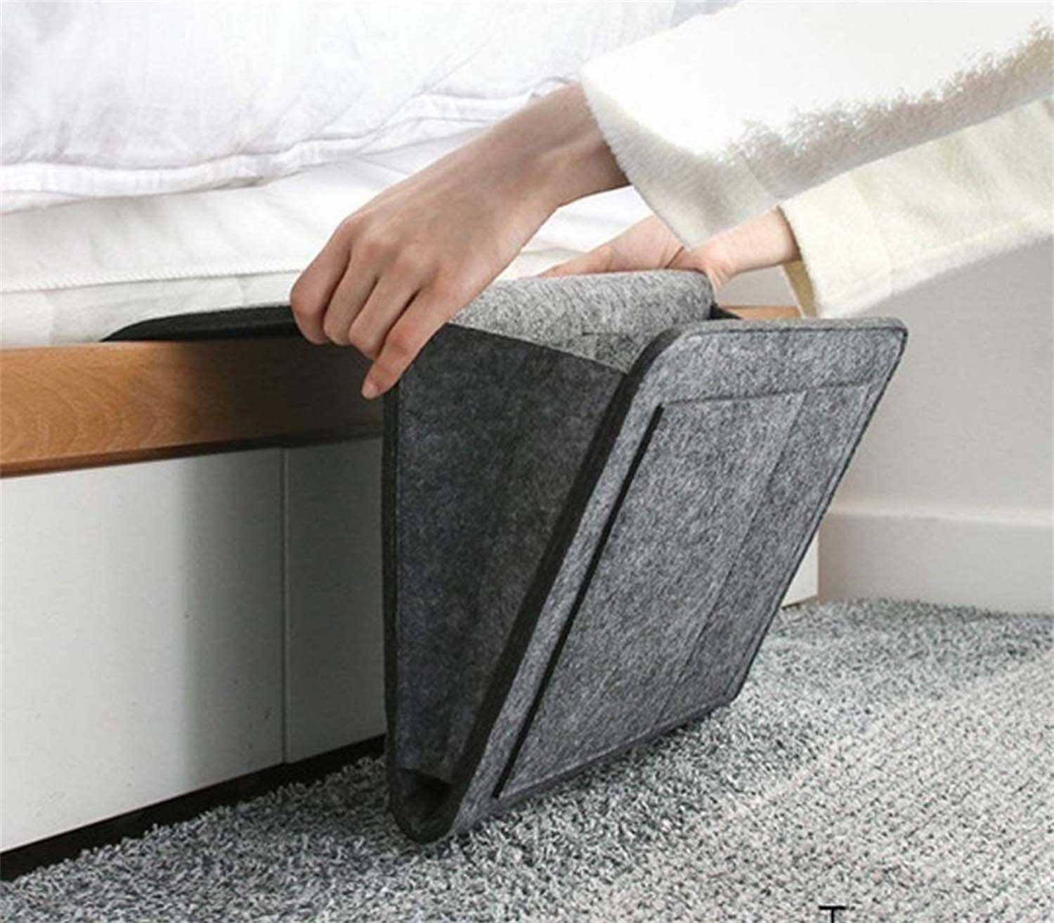 flowgoer Betttasche Nachttisch-Aufbewahrungstasche aus Filz, 32 cm