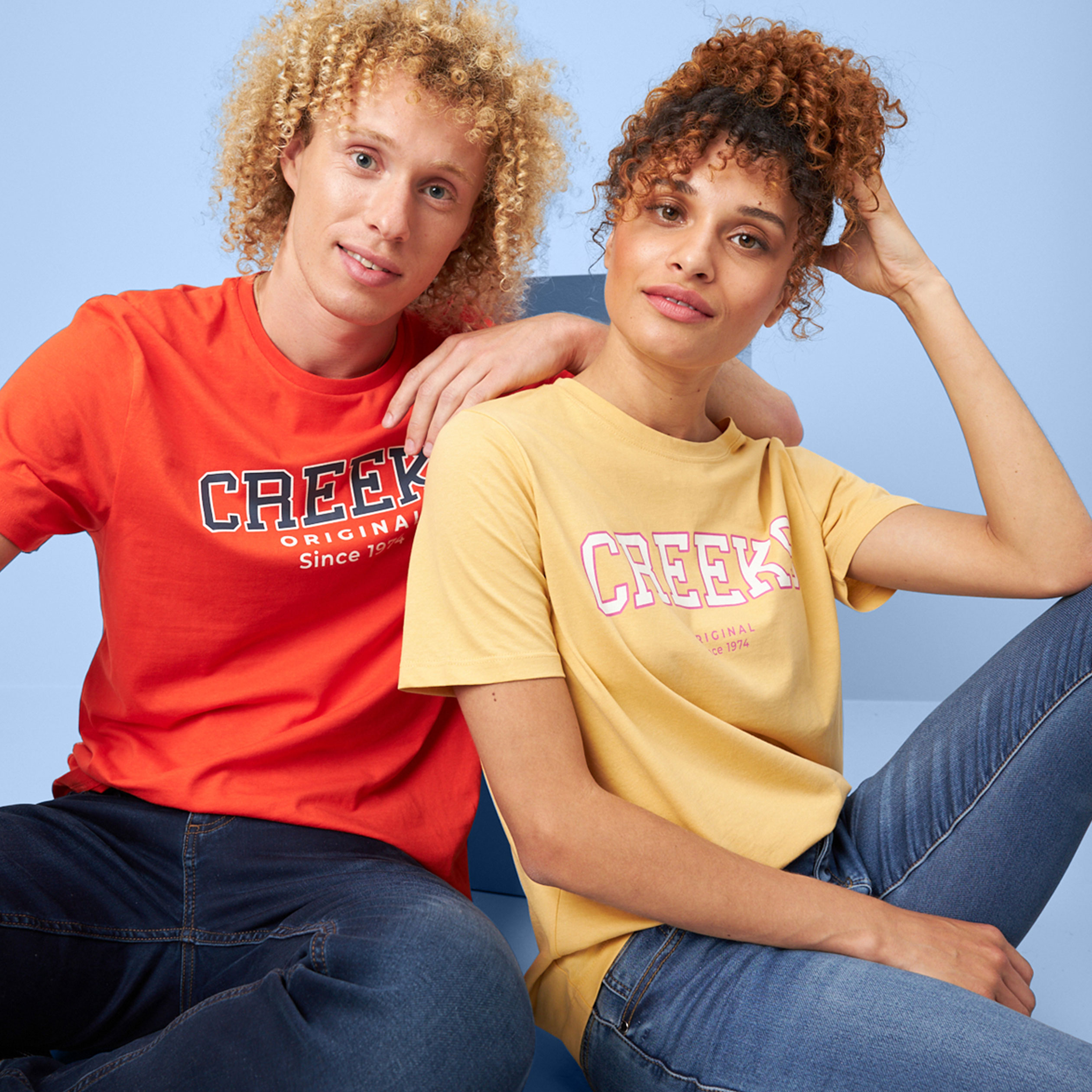 T-shirt oversize col rond coton Creeks jaune femme | La Halle
