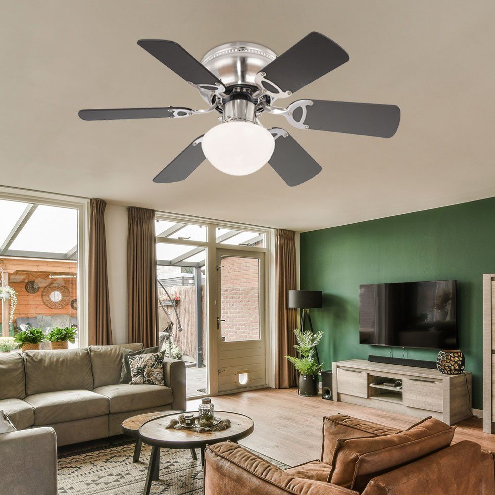 etc-shop Deckenventilator, Deckenventilator mit Beleuchtung und Zugschalter 2 Flügelfarben