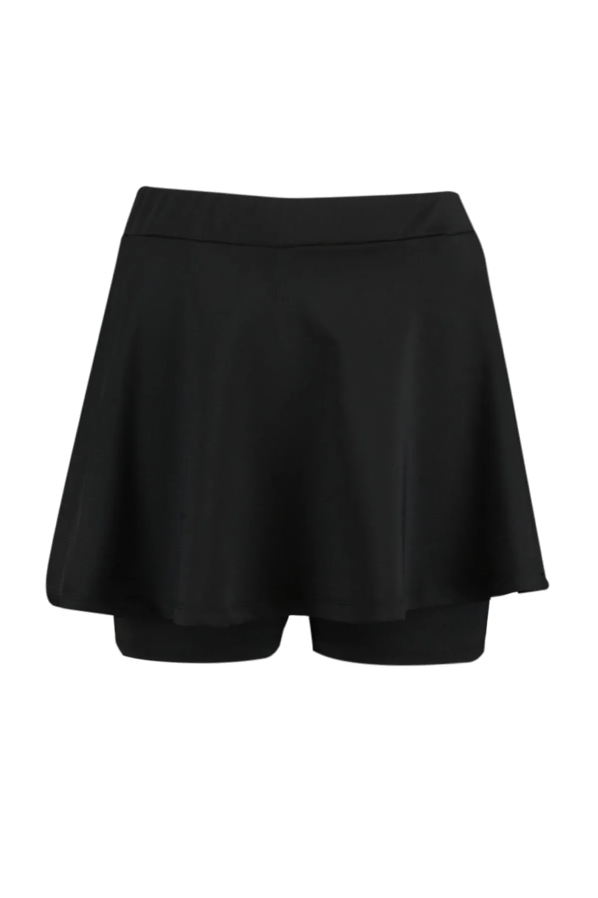 Trendyol Collection  Schwarzer 2-lagiger Tennis-Strick-Sportshortsrock mit Shorts innen TWOSS22SR00067