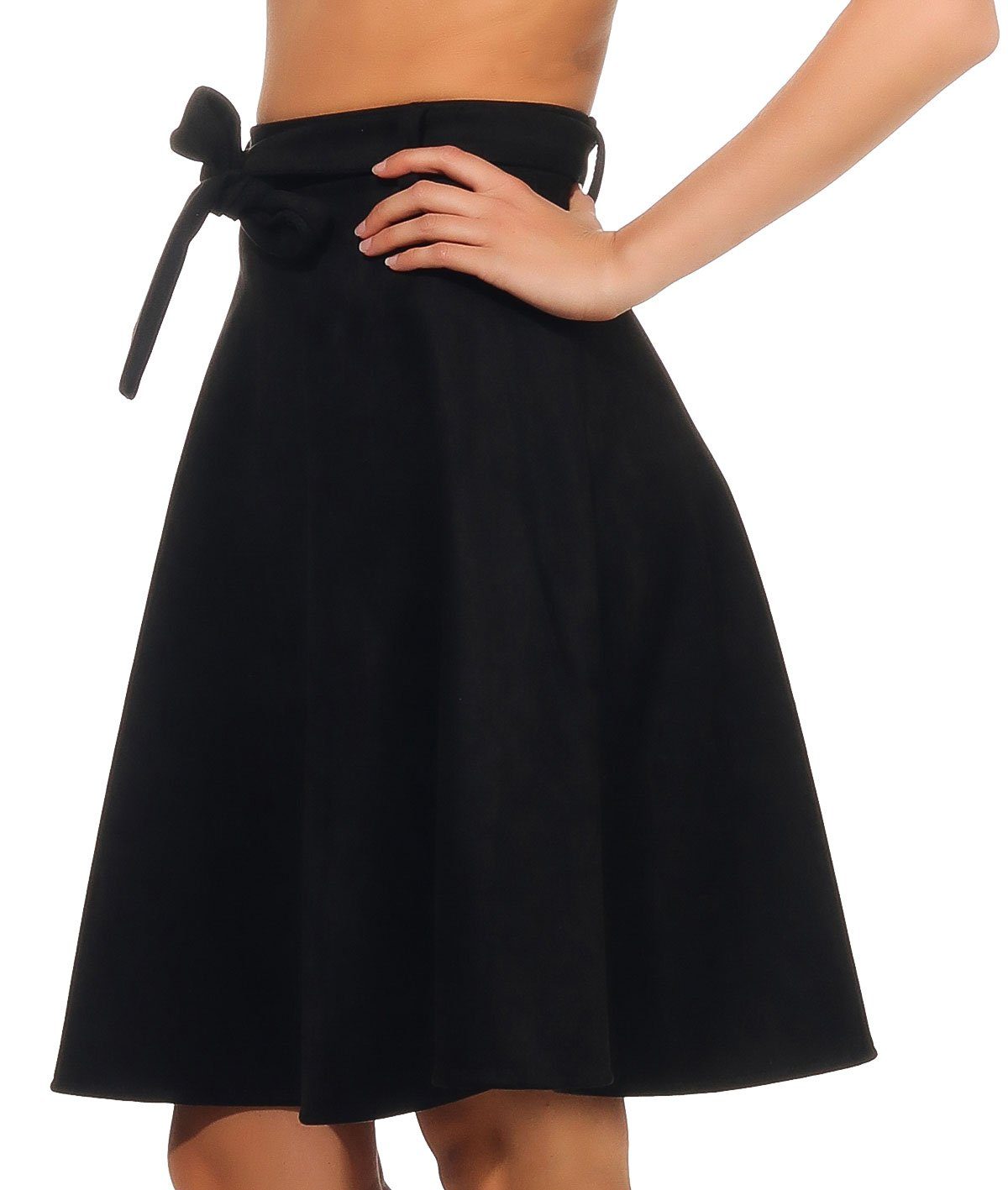 malito more than fashion A-Linien-Rock 19606 Midi Rock in Velours Optik