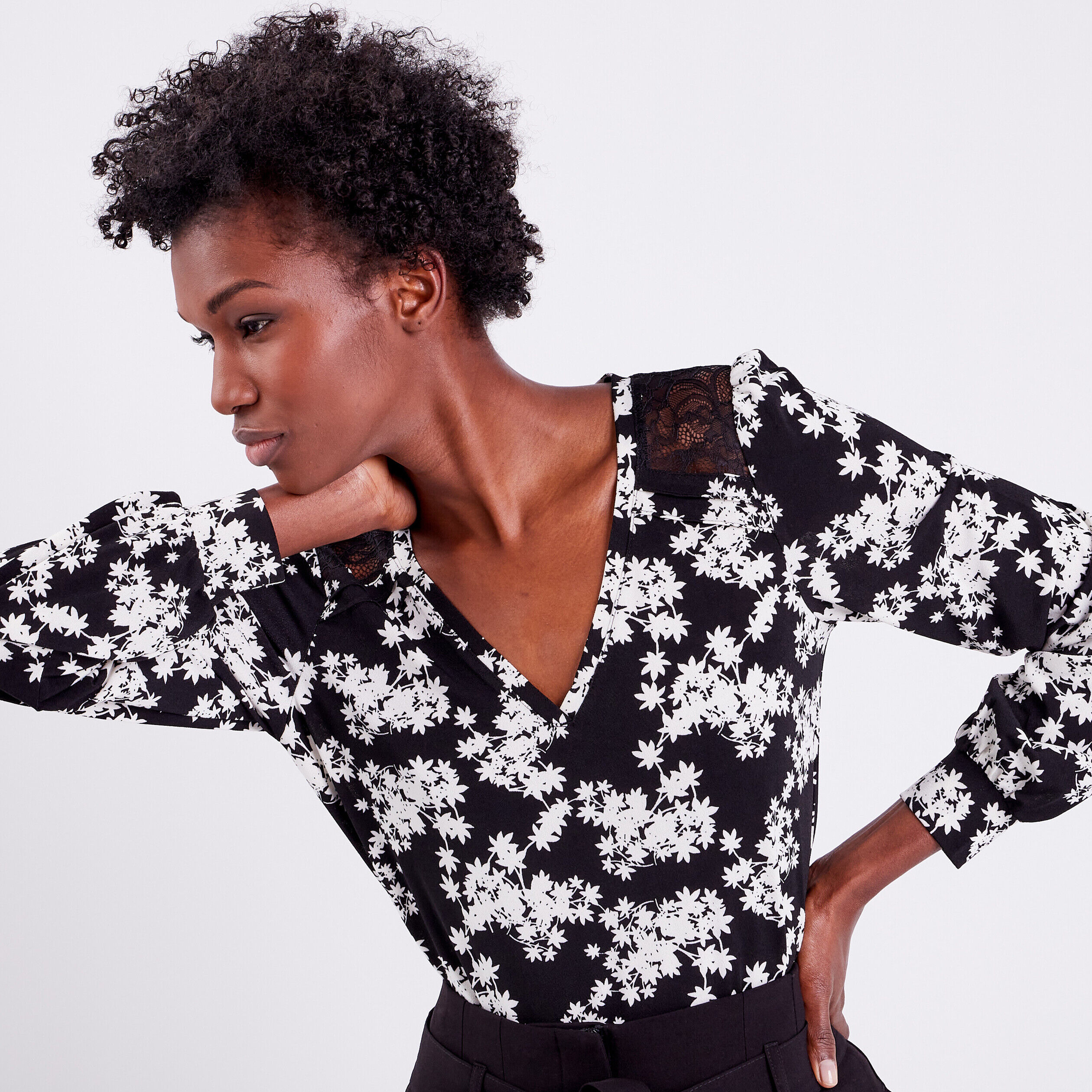 Blouse manches longues noir femme | Cache Cache
