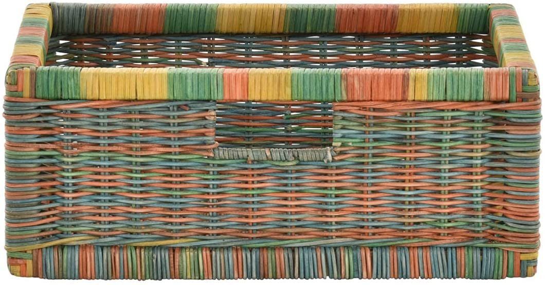 Krines Home Regalkorb 2er Set Regalkorb Aufbewahrungskorb Korb geflochten Rattan Korbset (2-teiliges Set), ca. 43 x 32 x 17,5 cm Aufbewahrung Regal Schrankkorb