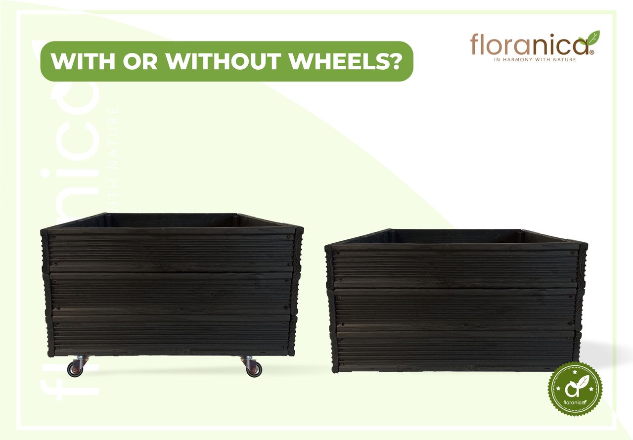 Pemicont Floranica Blumentopf aus Holz Kasten 4 Rollen 50cm x 535cm x 285cm Anthrazit Imprägnierte Lärche Schutzhülle für Kräuter Blumen Haus- und Gartendekoration Innen- und Außeneinsatz