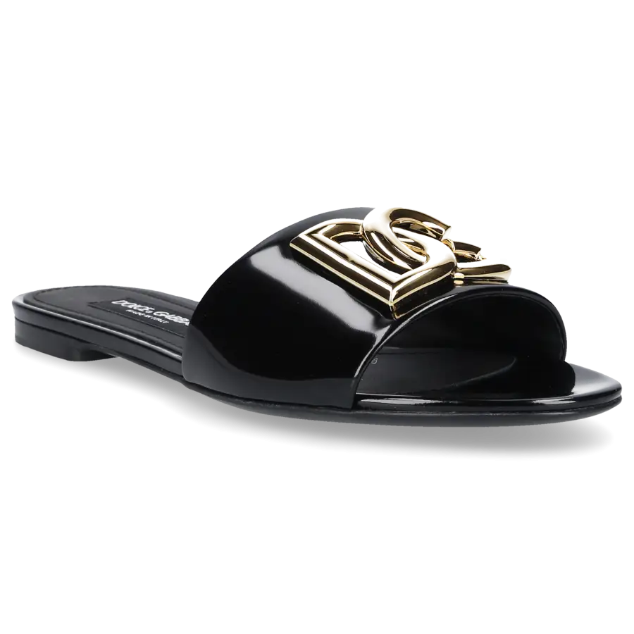 Dolce & Gabbana - Damenschuhe CIABATTA FLAT Lackleder - schwarz
