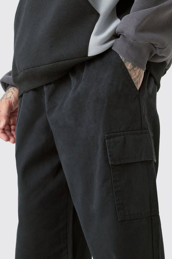 Tall lockere Twill Cargohose mit elastischem Bund